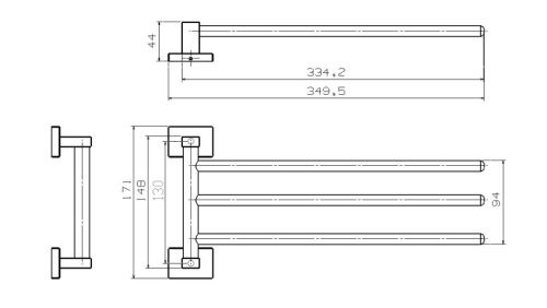 Törölközőtartó, Sapho AQUALINE APOLLO mozgatható tripla törölközőtartó, 334mm, króm 1416-16