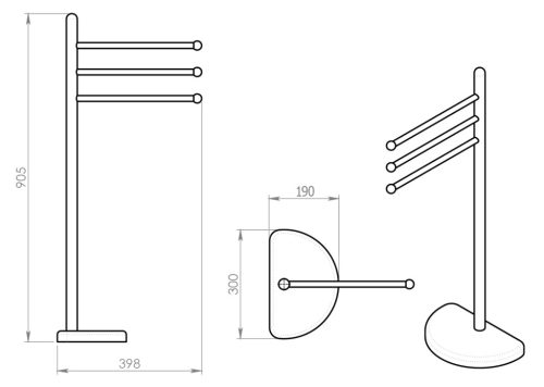 Törölközőtartó, Sapho AQUALINE HIBISCUS álló törölközőtartó, króm HI31