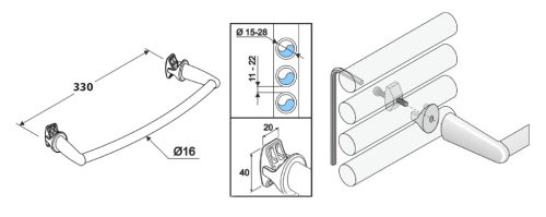 Törölközőtartó, Sapho AQUALINE törölközőtartó íves radiátorra, 33cm, fehér IDO-40