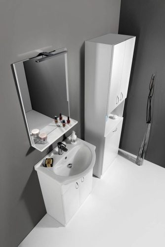 Tükör, Sapho AQUALINE BETA tükör polccal, 50x70x12cm, fehér 57396