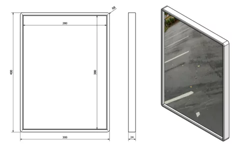 Tükör, Sapho AQUALINE tükör műanyag kerettel, 40x30cm 22436