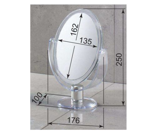 Tükör, Sapho AQUALINE Álló kozmetikai tükör, 176x250x160mm, átlátszó keret CO2018