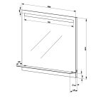 Tükör, Sapho AQUALINE LED tükör világítással, üveg polc, billenő kapcsoló, 100x80cm ATH55