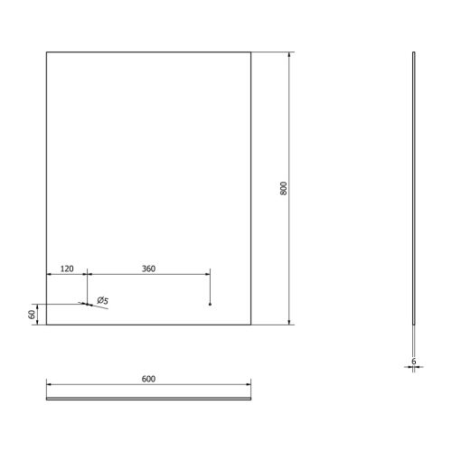 Tükör, Sapho AQUALINE Tükör furattal, 60x80cm 22430