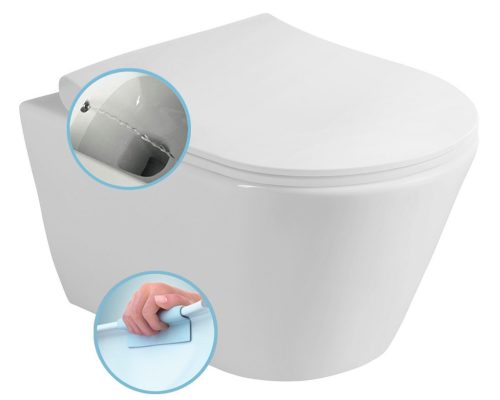 WC, Sapho AVVA RIMLESS fali WC beépített bidézuhannyal, 35,5x53cm 100312