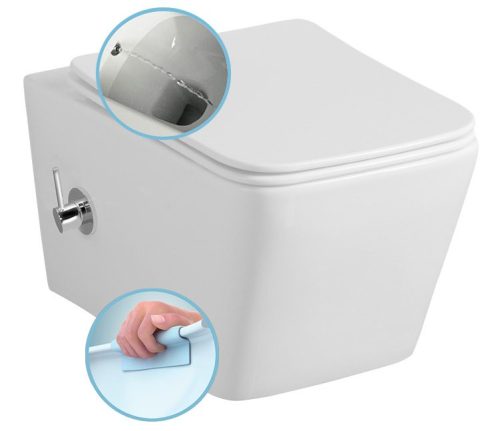 WC, Sapho PORTO RIMLESS fali WC, bidézuhannyal, csapteleppel, 36x52cm PZ102RX