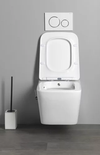 WC, Sapho PORTO RIMLESS fali WC, bidézuhannyal, csapteleppel, 36x52cm PZ102RX