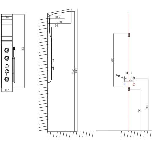 Zuhanypanel, Sapho AQUALINE YUKI zuhanypanel, 210x1450mm, fehér SL290