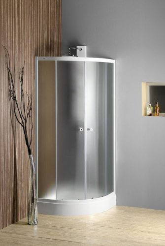 Zuhanykabin, Sapho AQUALINE ARLEN íves kabin, 90x90X185cm, fehér, BRICK üveg  BTR900