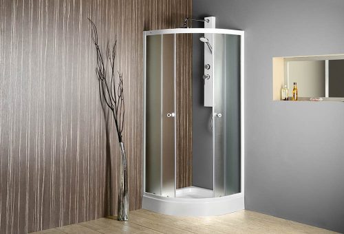 Zuhanykabin, Sapho AQUALINE ARLEN íves kabin, 90x90X185cm, fehér, BRICK üveg  BTR900