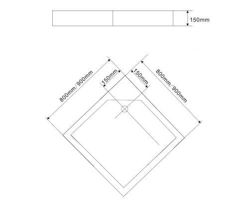 Zuhanytálca, Sapho AQUALINE önhordó zuhanytálca 60mm-es szifonnal, 80x80x15cm BTTQ80