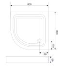 Zuhanytálca, Sapho AQUALINE AMICA íves zuhanytálca, 80x80x15cm, R55 (C80 helyett) BTTR80