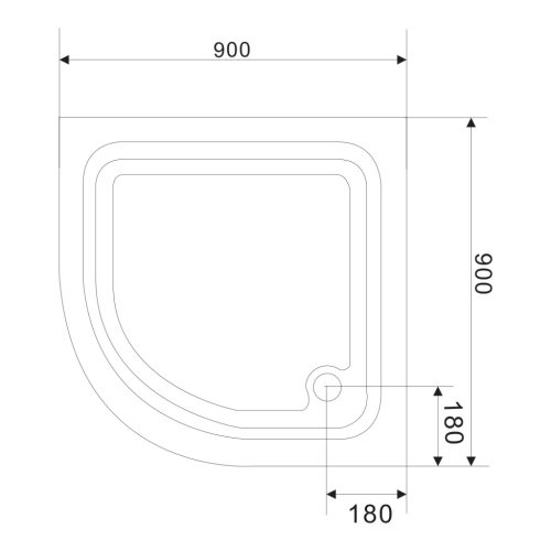 Zuhanytálca, Sapho AQUALINE AMICA íves zuhanytálca, 90x90x15cm, R55 (C90 helyett) BTTR90