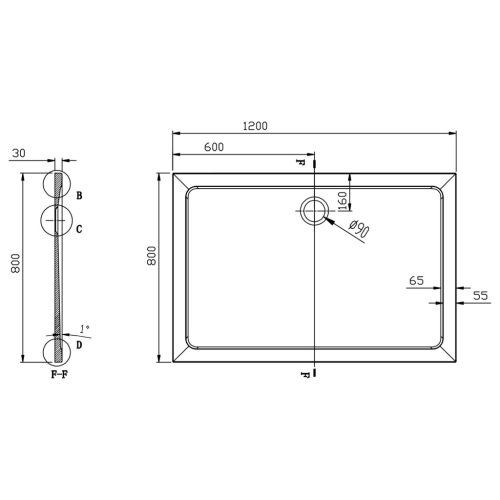 Zuhanytálca, Sapho AQUALINE TECMI öntöttmárvány zuhanytálca, 120x80x3cm PQ12080