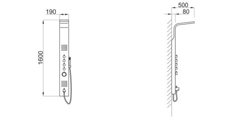 Zuhanypanel, Wellis Mariner Silver WZ00086