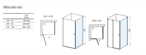 Fix fal, Ravak Chrome CPS-100 fix oldalfal krómhatású+transparent 9QVA0C00Z1