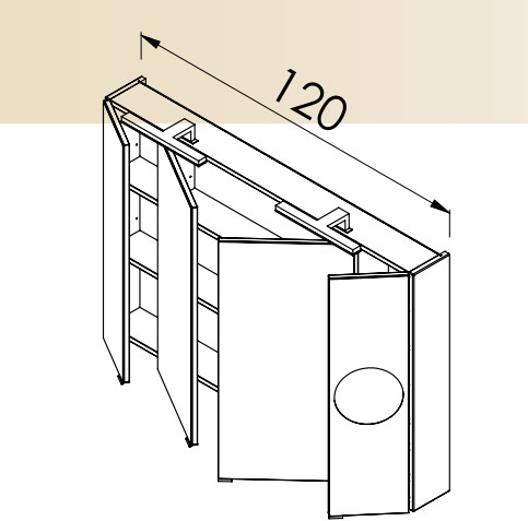 Felső szekrény, TBoss Mirror Box Senna 120