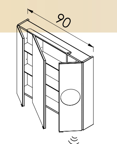 Felső szekrény, TBoss Mirror Box Omega 90