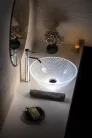 Mosdó, Sapho BEAUTY PUKETA gravírozott üvegmosdó, átm:42cm, transzparent üveg (TY165)