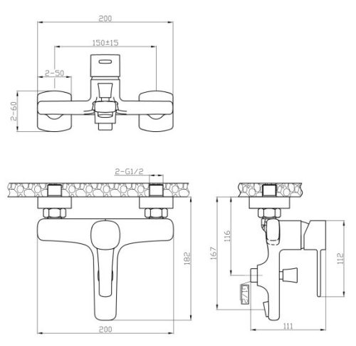 Kádtöltő csaptelep, Invena Glamour zuhanyszettel, réz BW-02-014-V