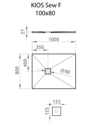 Zuhanytálca, Radaway Kios Sew F 100x80