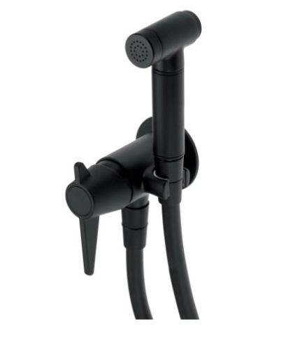 Falba süllyesztett csaptelep, Deante Temisto bidé csaptelep kézizuhannyal, fekete BQT_N34M