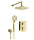 Falba süllyesztett csaptelep, Deante Arnika zuhanyszett,keverő BOX-al,szálcsiszolt arany BXYZRQAM