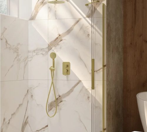 Falba süllyesztett csaptelep, Deante Arnika zuhanyszett,keverő BOX-al,szálcsiszolt arany BXYZRQAM