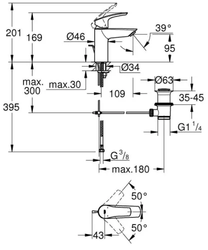 Mosdó csaptelep, Grohe Eurosmart mosdó csaptelep, fekete 332652433