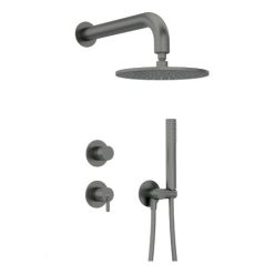  Falba süllyesztett csaptelep, Deante Silia zuhanyszett esőztető zuhanyfejjel, titanium NQS_D9YK