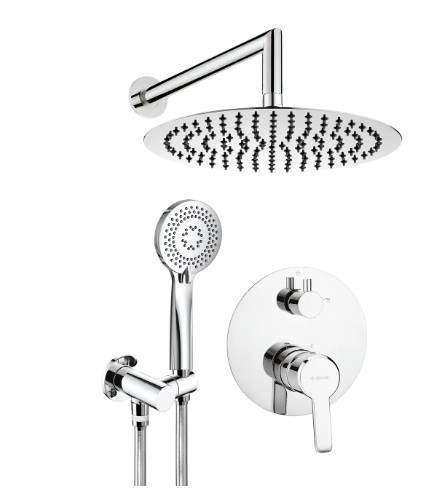 Falba süllyesztett csaptelep, Deante Arnika falsík alatti zuhanyszett, króm NAC_09QP