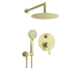   Falba süllyesztett csaptelep, Deante Arnika zuhanyszett, szálcsiszolt arany NAC_R9QP