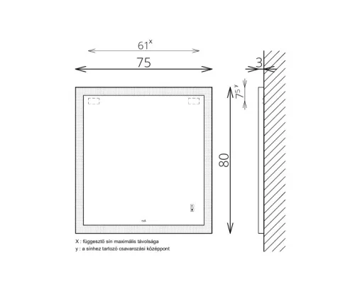 Tükör, TBOSS Floating Mirror Kora 75x80