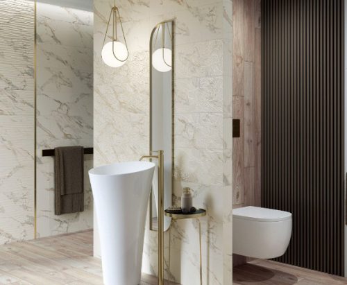 Csempe, Paradyz Serene Bianco STRUKTURA MAT 25x75