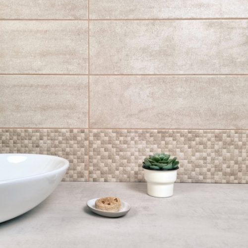 Csempe,Zalakerámia Urban Bézs kőhatású dekor matt mozaik 20x60 ZBD 62077