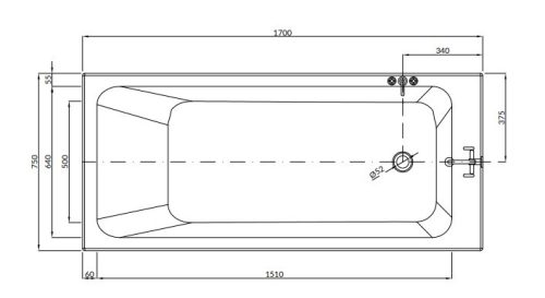 Kád, Cersanit BLISSA EGYENES KÁD 170X75