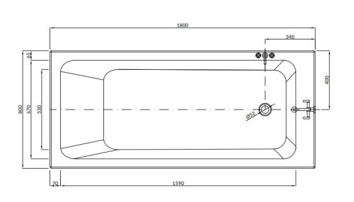 Kád, Cersanit BLISSA EGYENES KÁD 180X80