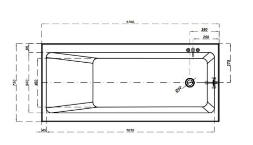 Kád, Cersanit CREA 170X75