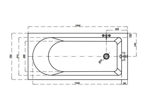 Kád, Cersanit FLAVIA 150X70