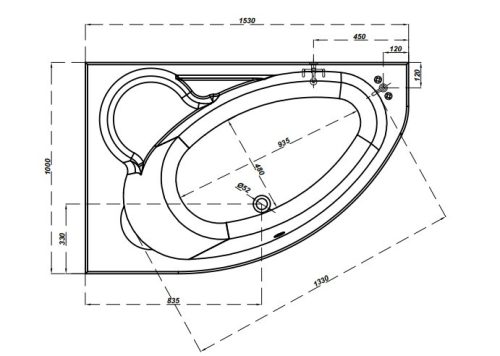 Kád, Cersanit KALIOPE 153x100 - BALOS