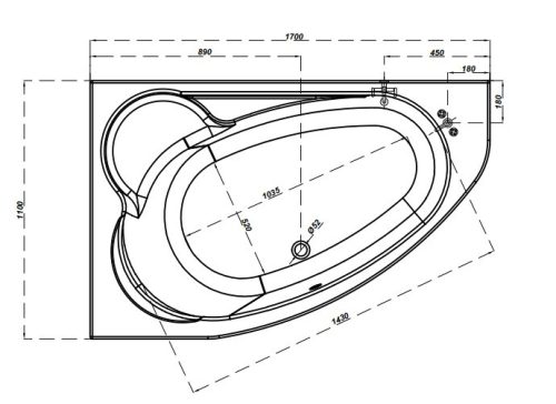 Kád, Cersanit KALIOPE - BALOS 170X110