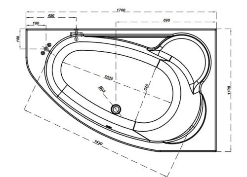 Kád, Cersanit KALIOPE  - JOBBOS 170X110