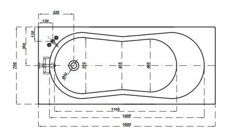 Kád, Cersanit NIKE 160X70