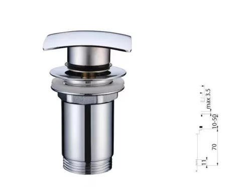 Leeresztő szelep, Diplon WB65B08 mosdóhoz, szögletes, nyomógombos