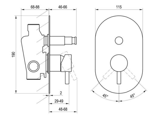 Falba süllyesztett csaptelep, Ravak Espirit ES 061.00CR.O2 Falba süllyesztet csaptelep, automatik