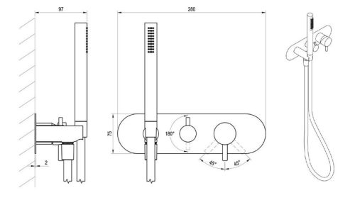 Falba süllyesztett csaptelep, Ravak Espirit ES 065.00CR.O2.RB07D.+S Falba süllyesztett csaptelep