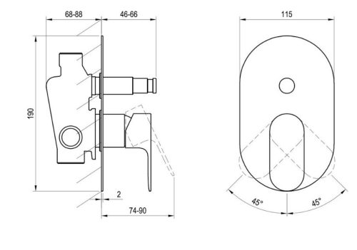 Falba süllyesztett csaptelep, Ravak Eleganta EL 061.00CR.O2 Falba süllyesztet csaptelep, automati
