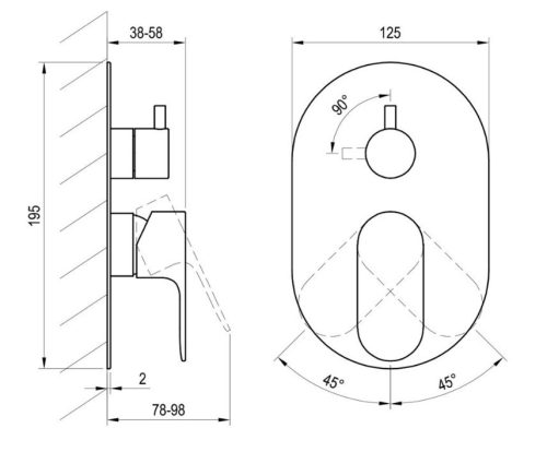Falba süllyesztett csaptelep, Ravak Eleganta EL 065.00CR.O2.RB07E Falba süllyesztett csaptelep, k