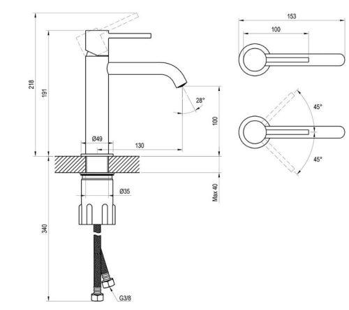 Mosdó csaptelep, Ravak Espirit ES 012.10WV Álló mosdó csaptelep 190 mm, leeresztő nélkül X070236