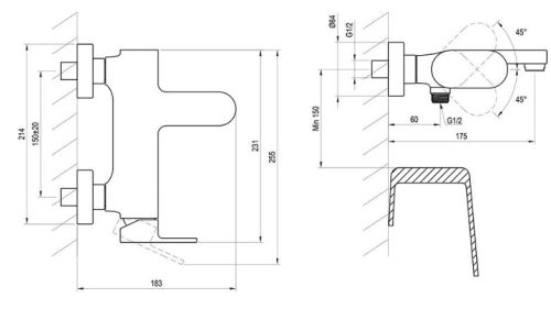 Kádtöltő csaptelep, Ravak Eleganta EL 022.10WV Fali kád csaptelep zuhanyszett nélkül, White Velve